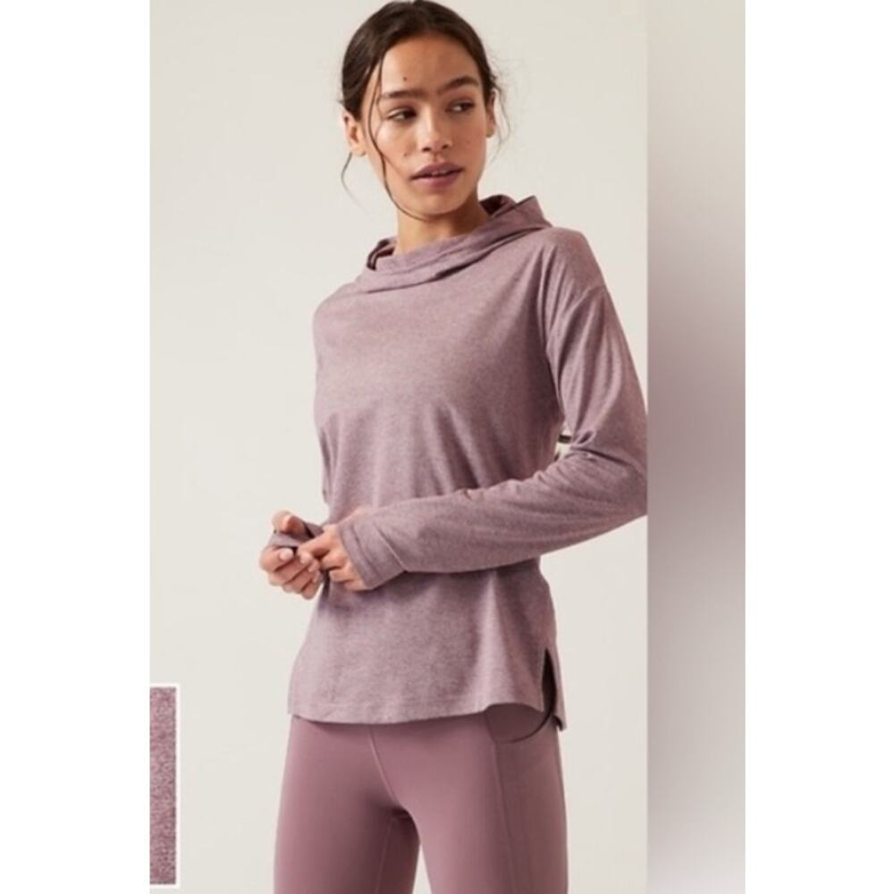 Athleta Women's Uptempo II Long Sleeve Hoodie Heathered Mauve size Large